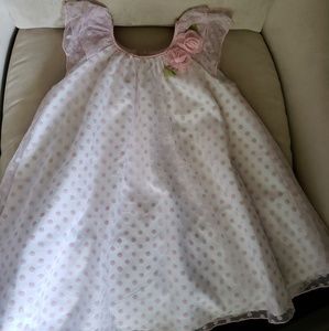 Cherokee White Pink polka dot chiffon dress